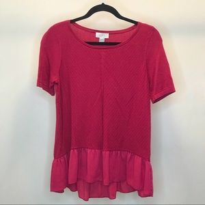 LOFT Hot Pink Short Sleeve Blouse